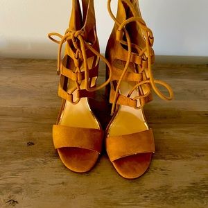 Suede caramel sandals